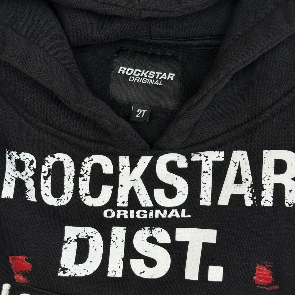 Rockstar Original Dist Los Angeles Black Paint Splatter Graphic Hoodie 2T‎